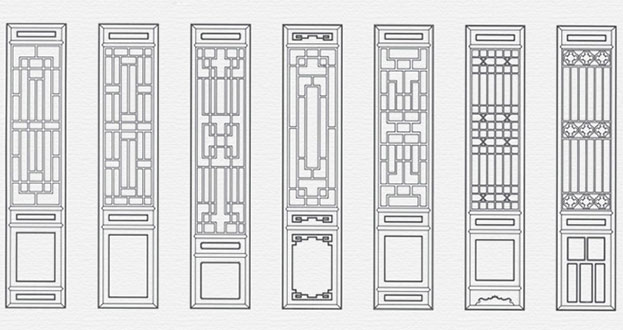 荣县常用中式仿古花窗图案隔断设计图